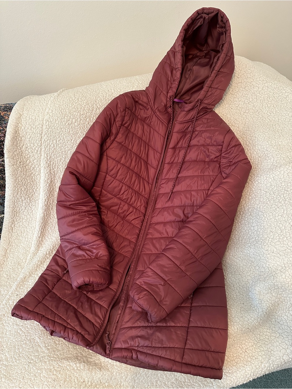 Eddie Bauer Quilted Hooded Puffer Jacket - Wine